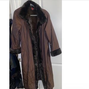 Faux fur lined trench coat